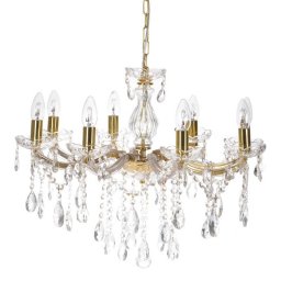 ACRYLIC/GLASS CHANDELIER W/8 LIGHTS