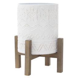 WOOD/METAL FLOWER POT