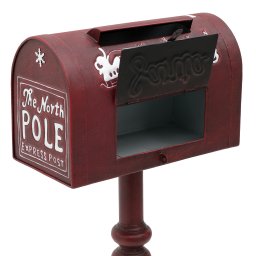 METALLIC XMAS DECO MAILBOX BURGUNDY