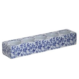 CERAMIC CANDLE HOLDER BLUE/WHITE